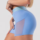 Short Fitness Feminino Com Elástico No Cós E Tule Lateral Activity Dlk Azul