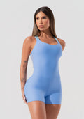 Macaquinho Feminino Fitness Com Alças De Elástico E Tule Nas Costas Activity Dlk Azul