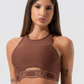 Top Fitness Feminino Com Elástico Na Base E Tule Activity Dlk Marrom