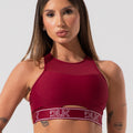 Top Fitness Feminino Com Elástico Na Base E Tule Activity Dlk Vermelho Cereja