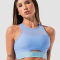 Top Fitness Feminino Com Elástico Na Base E Tule Activity Dlk Azul