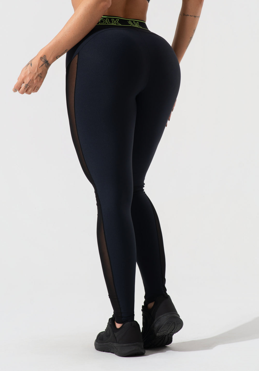 Legging Fitness Feminina Com Elástico No Cós E Tule Lateral Activity Dlk Preto