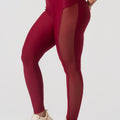 Legging Fitness Feminina Com Elástico No Cós E Tule Lateral Activity Dlk Vermelho Cereja