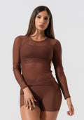 Blusa Feminina De Tule Com Manga Longa Activity Dlk Marrom