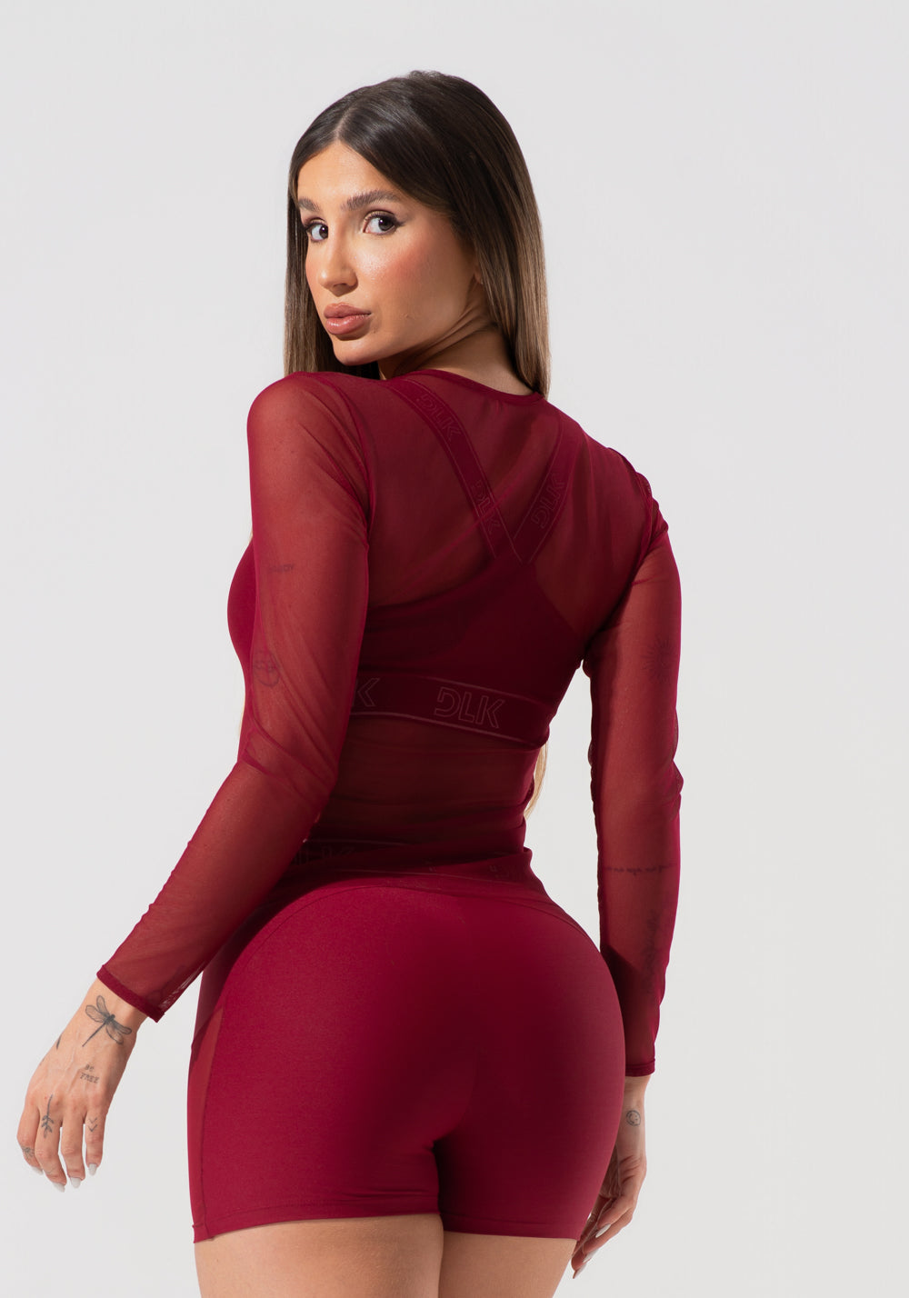 Blusa Feminina De Tule Com Manga Longa Activity Dlk Vermelho Cereja
