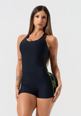 Macaquinho Feminino Fitness Com Elásticos E Costas Vazadas Activity Dlk Preto