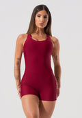 Macaquinho Feminino Fitness Com Elásticos E Costas Vazadas Activity Dlk Vermelho Cereja