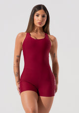 Macaquinho Feminino Fitness Com Elásticos E Costas Vazadas Activity Dlk Vermelho Cereja