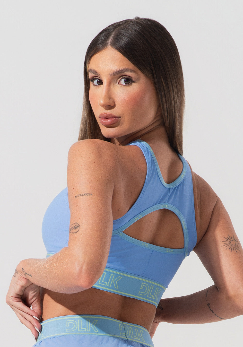 Top Fitness Feminino Com Bojo E Costas Vazadas Com Elástico Activity Dlk Azul