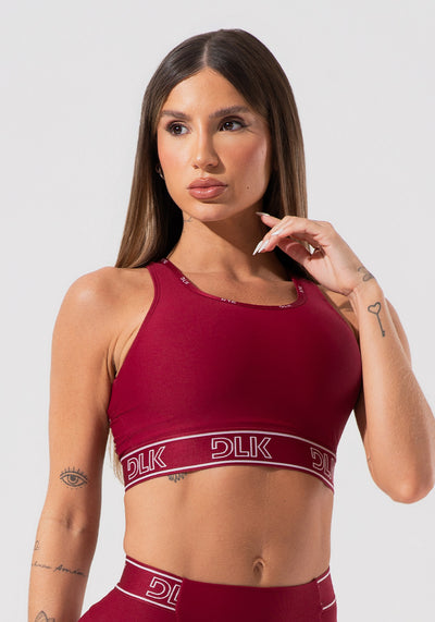 Top Fitness Feminino Com Bojo E Costas Vazadas Com Elástico Activity Dlk Vermelho Cereja