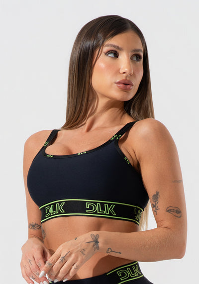 Top Fitness Feminino Com Bojo E Alças Duplas De Elástico Activity Dlk Preto