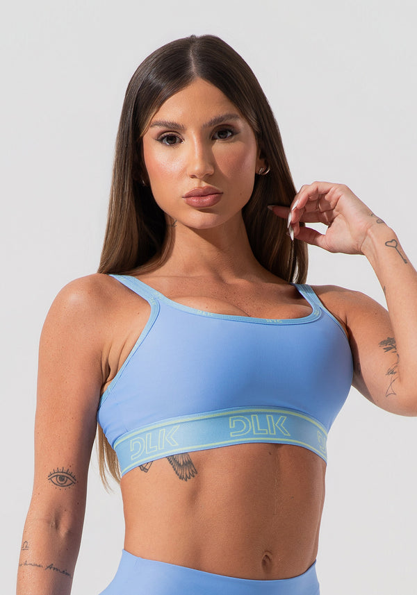 Top Fitness Feminino Com Bojo E Alças Duplas De Elástico Activity Dlk Azul
