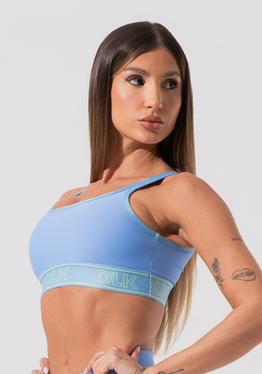 Top Fitness Feminino Com Bojo E Alças Duplas De Elástico Activity Dlk Azul