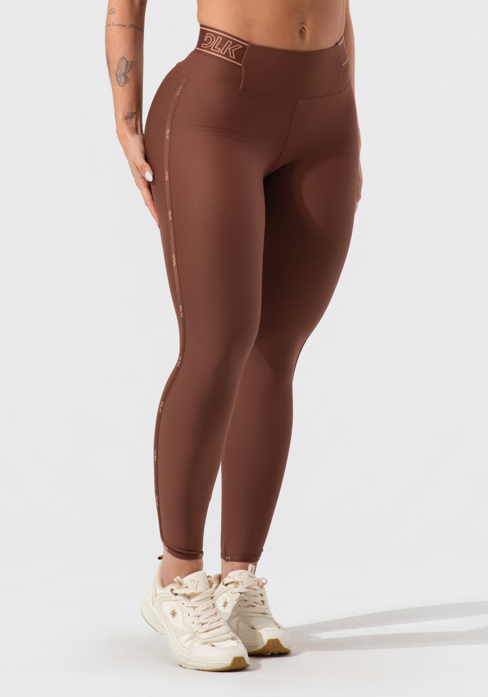 Legging Fitness Feminina Com Elásticos No Cós E Na Lateral Activity Dlk Marrom