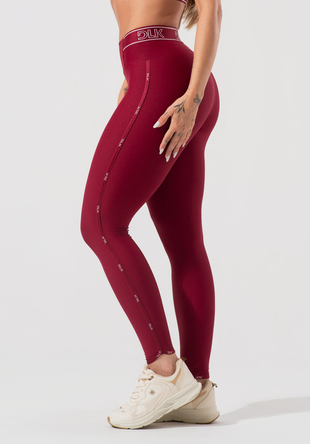 Legging Fitness Feminina Com Elásticos No Cós E Na Lateral Activity Dlk Vermelho Cereja
