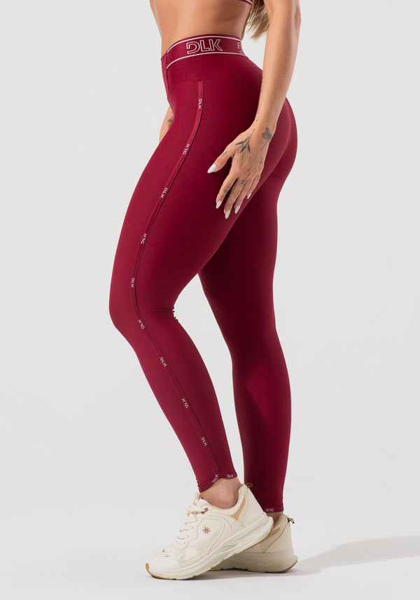 Legging Fitness Feminina Com Elásticos No Cós E Na Lateral Activity Dlk Vermelho Cereja