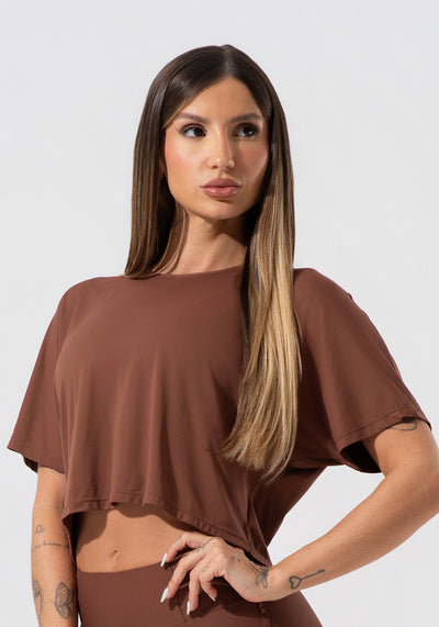 Cropped Feminino Com Elástico Nas Costas Activity Dlk Marrom