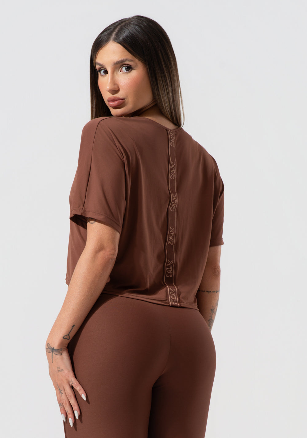 Cropped Feminino Com Elástico Nas Costas Activity Dlk Marrom