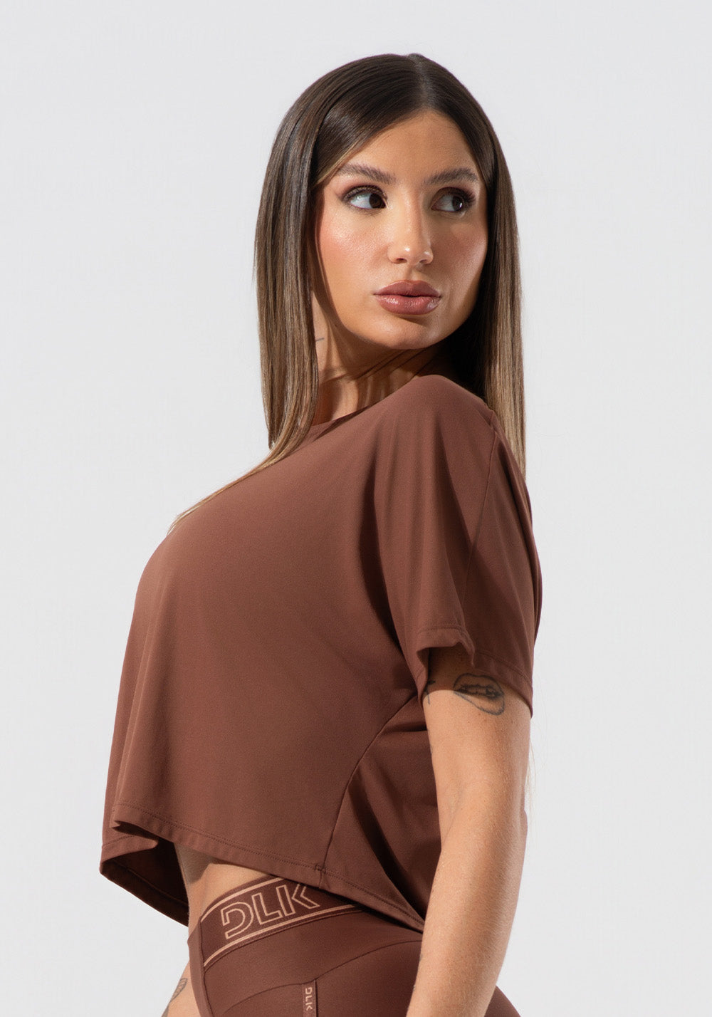 Cropped Feminino Com Elástico Nas Costas Activity Dlk Marrom
