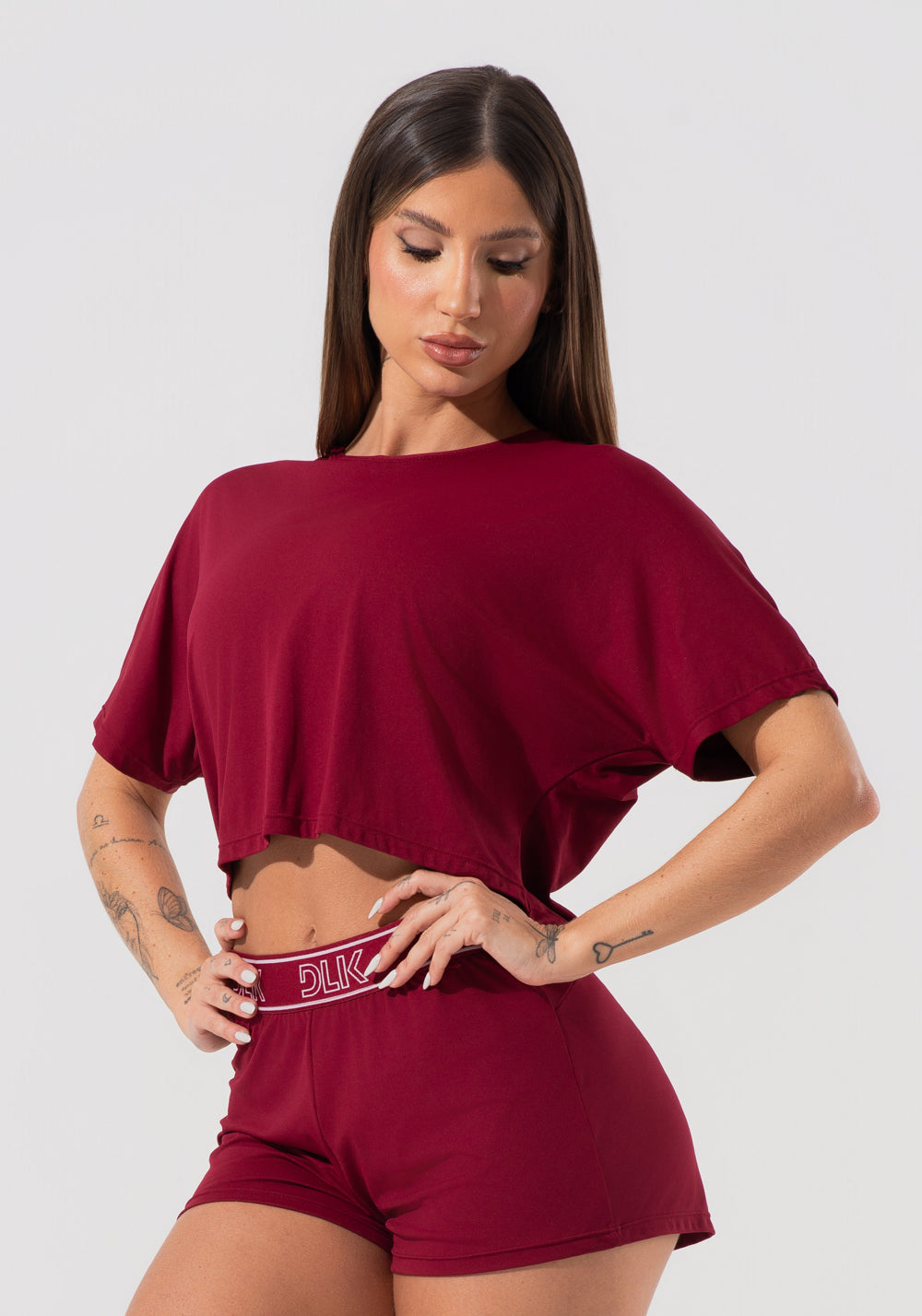 Cropped Feminino Com Elástico Nas Costas Activity Dlk Vermelho Cereja
