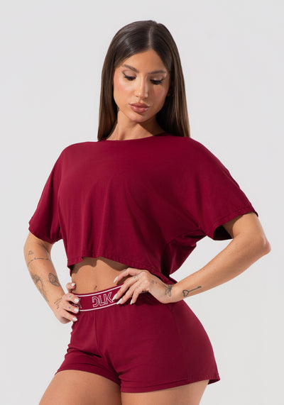 Cropped Feminino Com Elástico Nas Costas Activity Dlk Vermelho Cereja