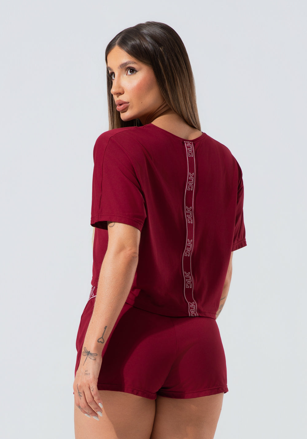 Cropped Feminino Com Elástico Nas Costas Activity Dlk Vermelho Cereja