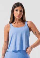 Cropped Regata Feminino Com Elástico Na Lateral Activity Dlk Azul