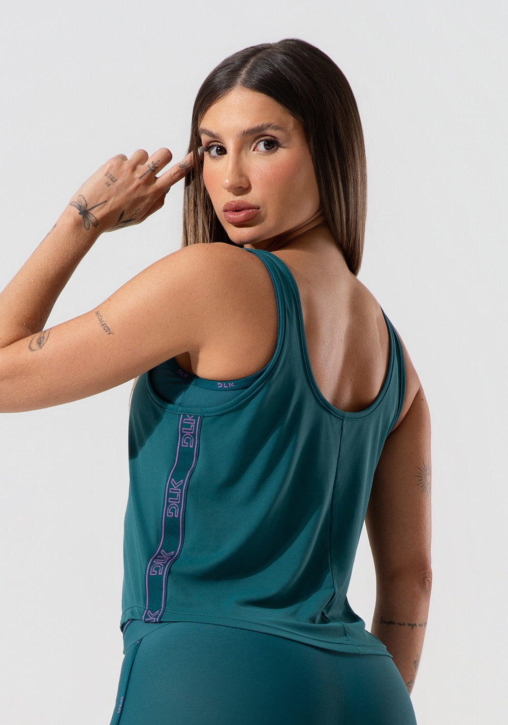 Cropped Regata Feminino Com Elástico Na Lateral Activity Dlk Verde