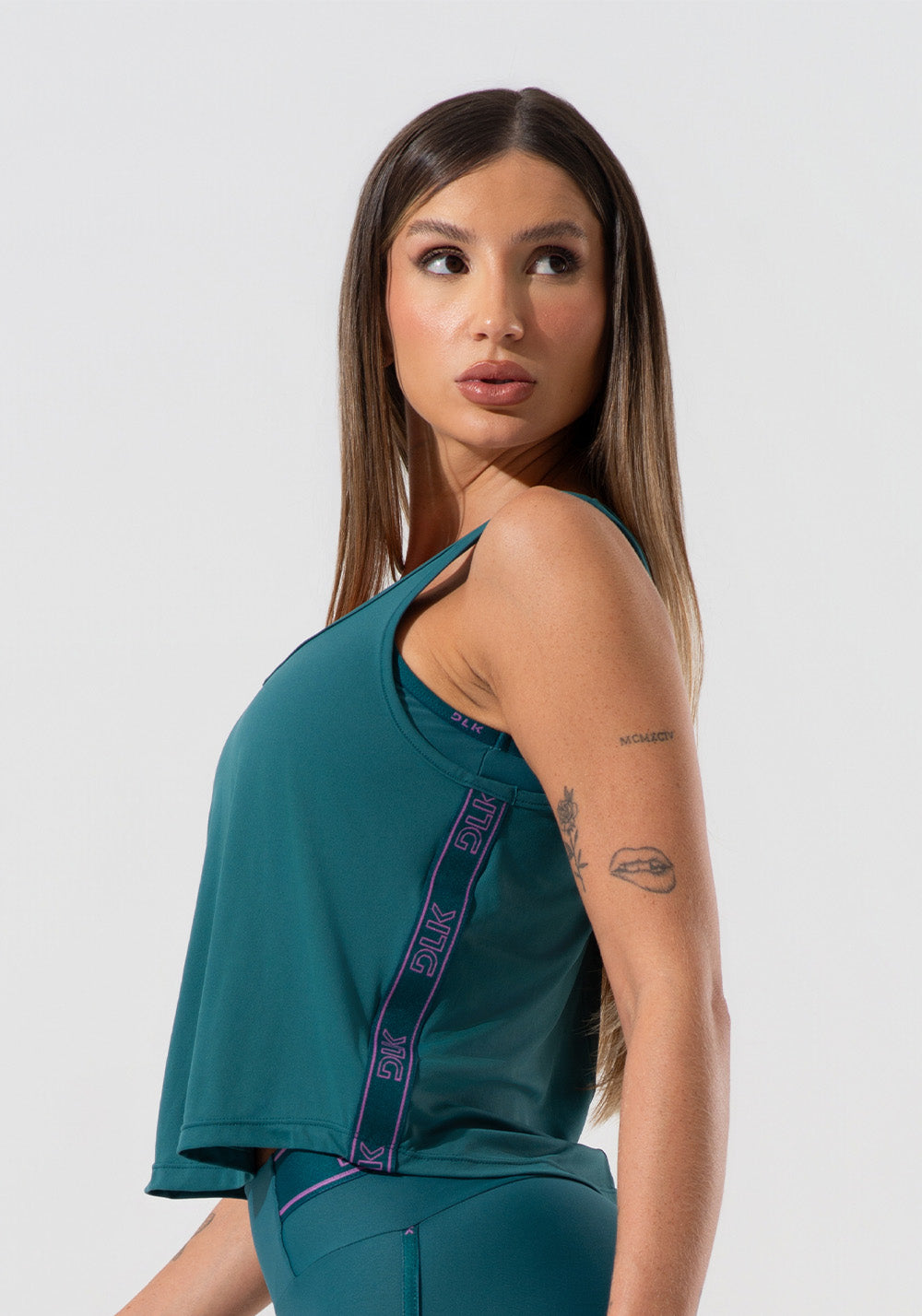 Cropped Regata Feminino Com Elástico Na Lateral Activity Dlk Verde