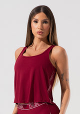 Cropped Regata Feminino Com Elástico Na Lateral Activity Dlk Vermelho Cereja
