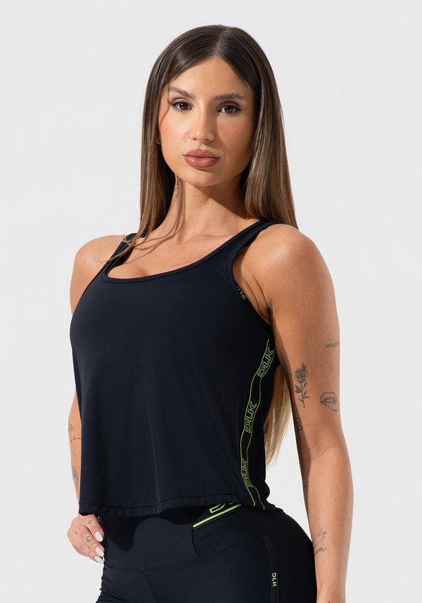 Cropped Regata Feminino Com Elástico Na Lateral Activity Dlk Preto