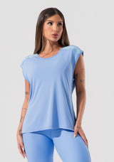 Blusa Feminina Com Elástico Nos Ombros Activity Dlk Azul