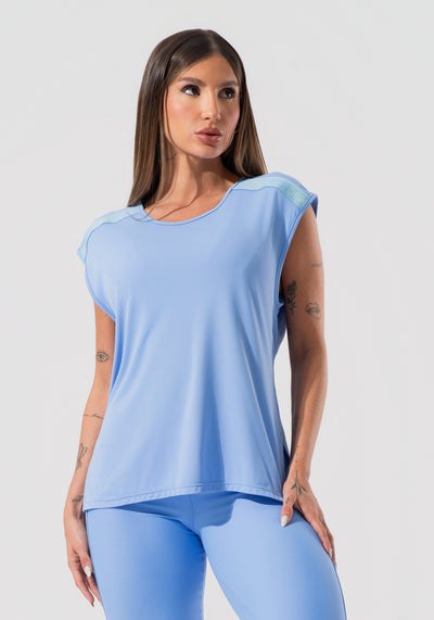 Blusa Feminina Com Elástico Nos Ombros Activity Dlk Azul