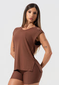 Blusa Feminina Com Elástico Nos Ombros Activity Dlk Marrom