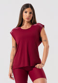 Blusa Feminina Com Elástico Nos Ombros Activity Dlk Vermelho Cereja