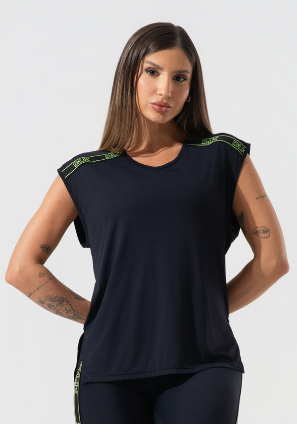 Blusa Feminina Com Elástico Nos Ombros Activity Dlk Preto