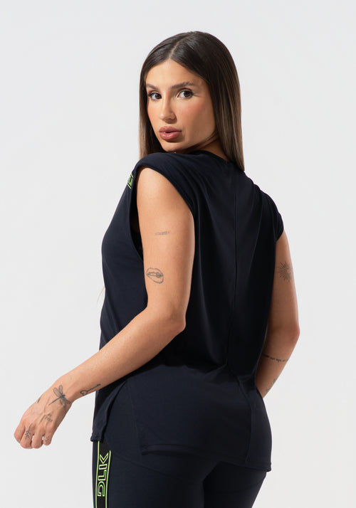 Blusa Feminina Com Elástico Nos Ombros Activity Dlk Preto