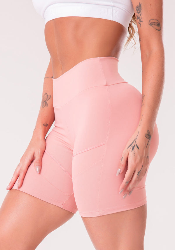 Short Rosê Com Recortes Básico Dlk