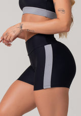 Short Fitness Feminino Preto Com Elástico Lateral Mescla Nation Dlk