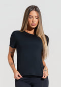 Blusa Baby Look Feminina Com Manga Curta Preto Oasis Dlk