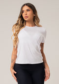 Blusa Baby Look Feminina Com Manga Curta Branco Oasis Dlk