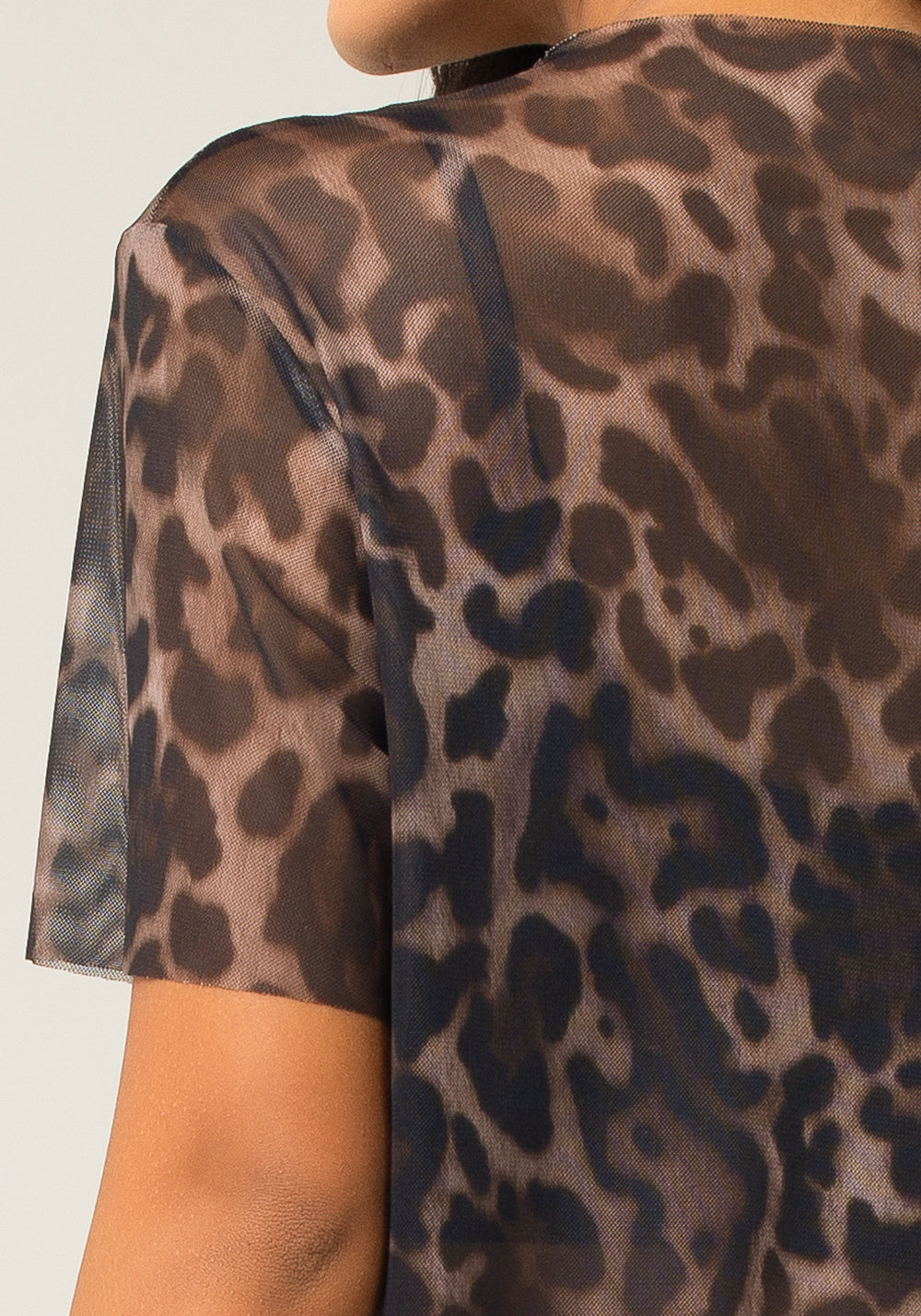 Blusa Feminina De Tule Estampada Onça Animal Printed Dlk