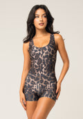 Macaquinho Fitness Feminino Estampado Onça Animal Printed Dlk
