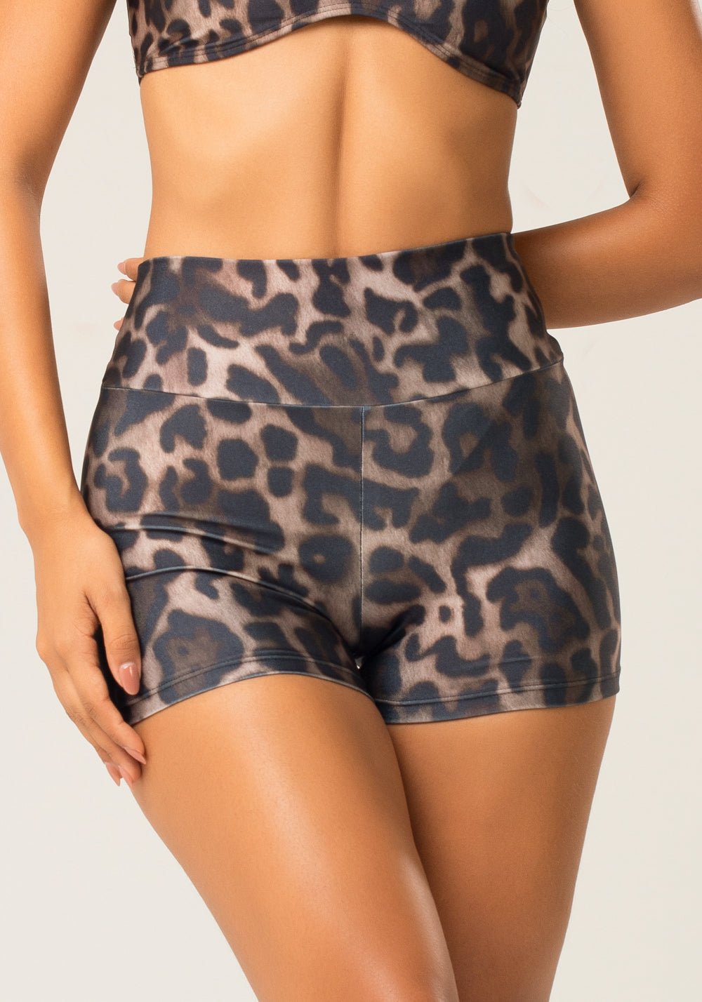 Short Fitness Feminino Estampado Onça Animal Printed Dlk