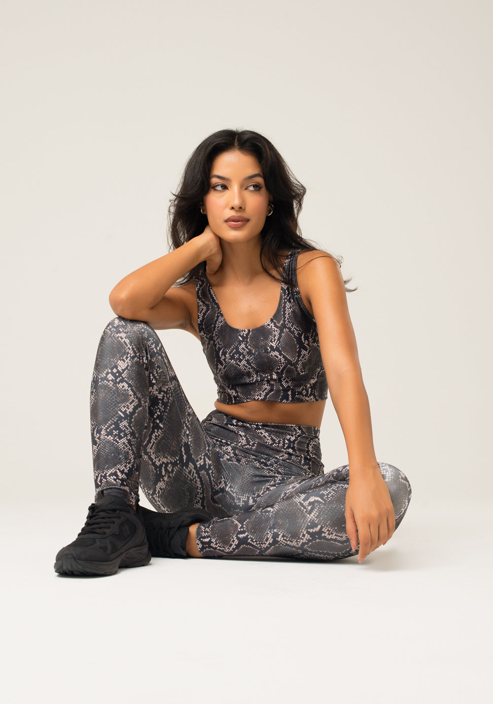 Top Fitness Feminino Transpassado Estampado Cobra Animal Printed Dlk