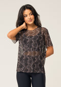 Blusa Feminina De Tule Estampada Cobra Animal Printed Dlk