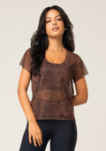 Blusa Baby Look Feminina De Tule Estampada Croco Animal Printed Dlk