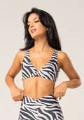 Top Fitness Feminino Decote V Transpassado Estampado Zebra Animal Printed Dlk
