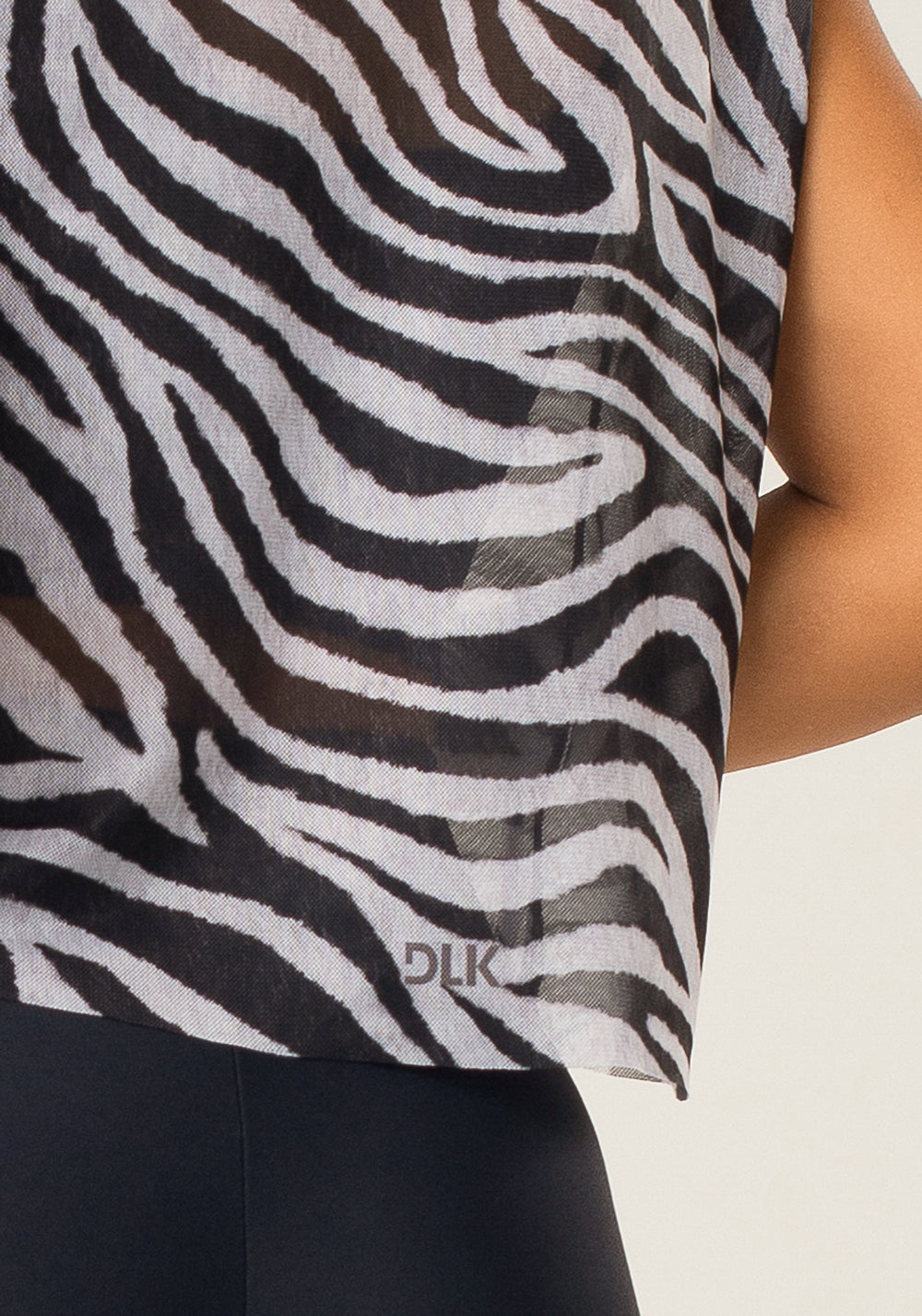 Cropped Feminino De Tule Estampado Zebra Animal Printed Dlk