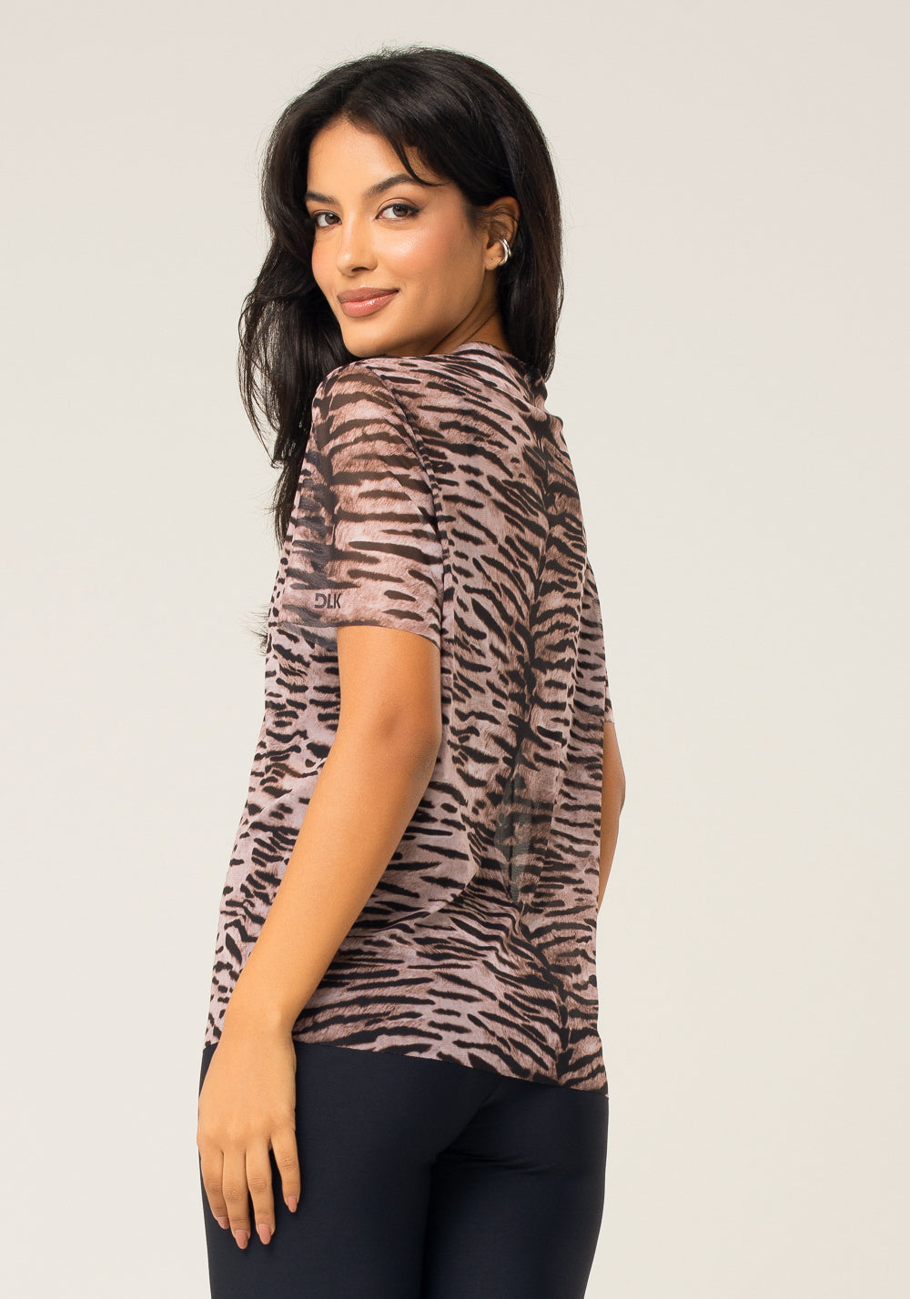 Blusa Feminina De Tule Estampada Tigre Animal Printed Dlk